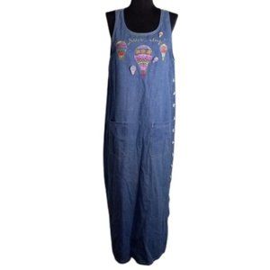 Quacker Factory S Denim Dress Long Hot Air Balloons Embellished